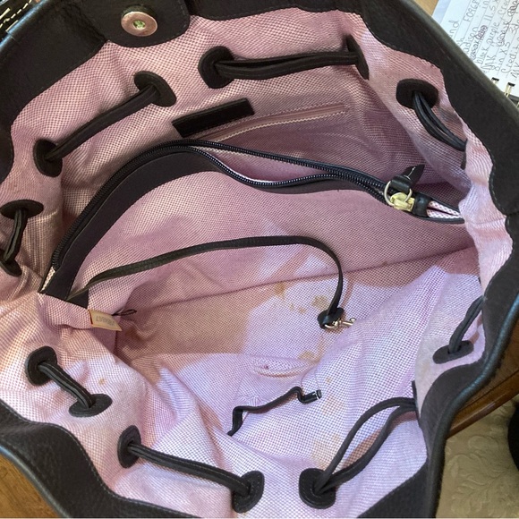 Dooney and Bourke Leather J1854867 FLORENTINE  Black Drawstring SHOULDERbag VNTG - Picture 9 of 13